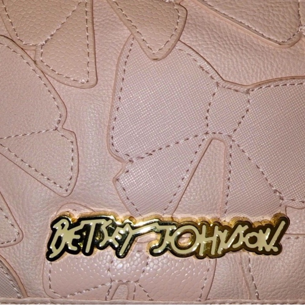 Betsey Johnson Pink Bow Embossed, very cute Crossbody/ Wallet
